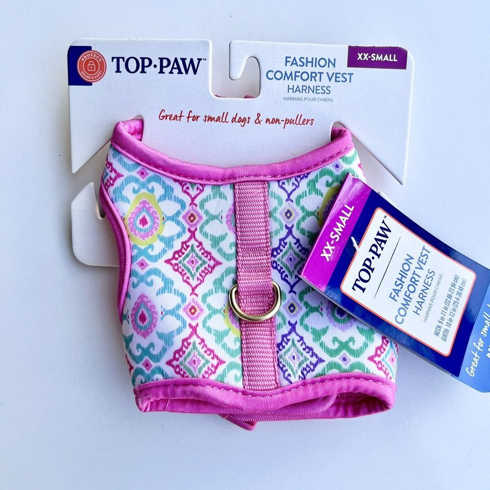 NWT XX-Small Dog Puppy Soft Comfort Vest Harness Top‎ Paw Pink Cute Girly Floral